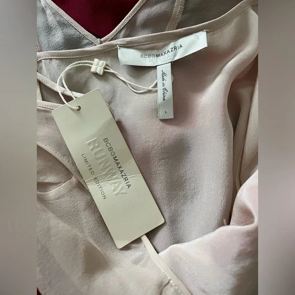 BCBGMaxAzria Burgundy & Pink Sheer Panel Maxi Dress – Size Large (NWT) - Picture 14 of 16